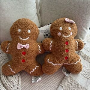 Gingerbread Plush Dolls with Pink Bows